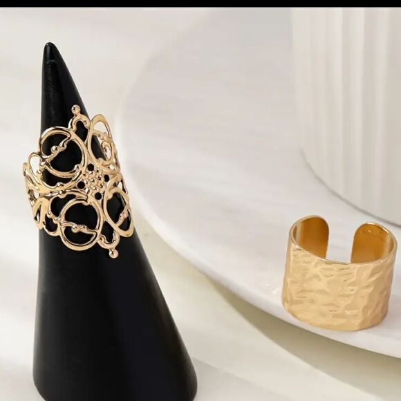 14k gold plated band cuff style rings - Picture 5 of 8